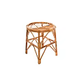 Handcrafted Round Wicker Stool With Woven Seat And Crossed Legs Design