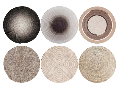 Various Round Rugs in Neutral Tones with Woven Textures for Home Decor 3d model