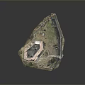 Ancient Circular Fortress Aerial View With Stone Walls Greenery And Trees