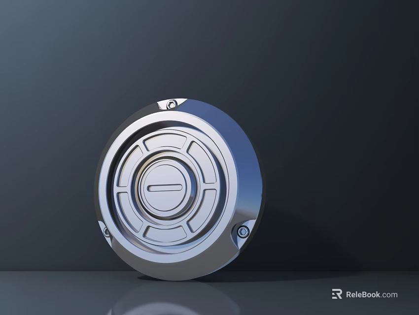 Round Metallic Air Conditioner Vent With Geometric Surface Design And Mounting Features 3d model