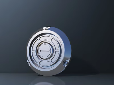Round Metallic Air Conditioner Vent With Geometric Surface Design And Mounting Features 3d model