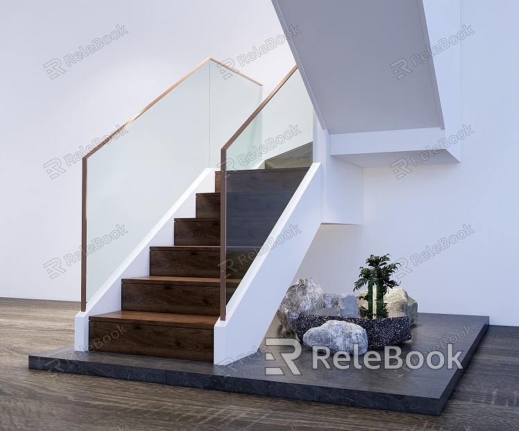 Modern staircase staircase landscape combination model