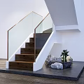 Modern staircase landscape combination 3d model