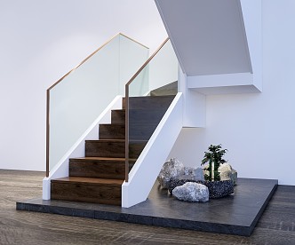 Modern staircase landscape combination 3d model