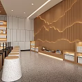 Modern Book Art Library Interior With Wooden Ceiling Arc Windows Bookshelves And Reception Desk