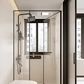 Modern Bathroom Interior Design With Glass Shower Enclosure Window And White Tiles