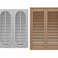 Modern White Oval And Wooden Rectangular Double Panel Interior Window Shutters 3d model