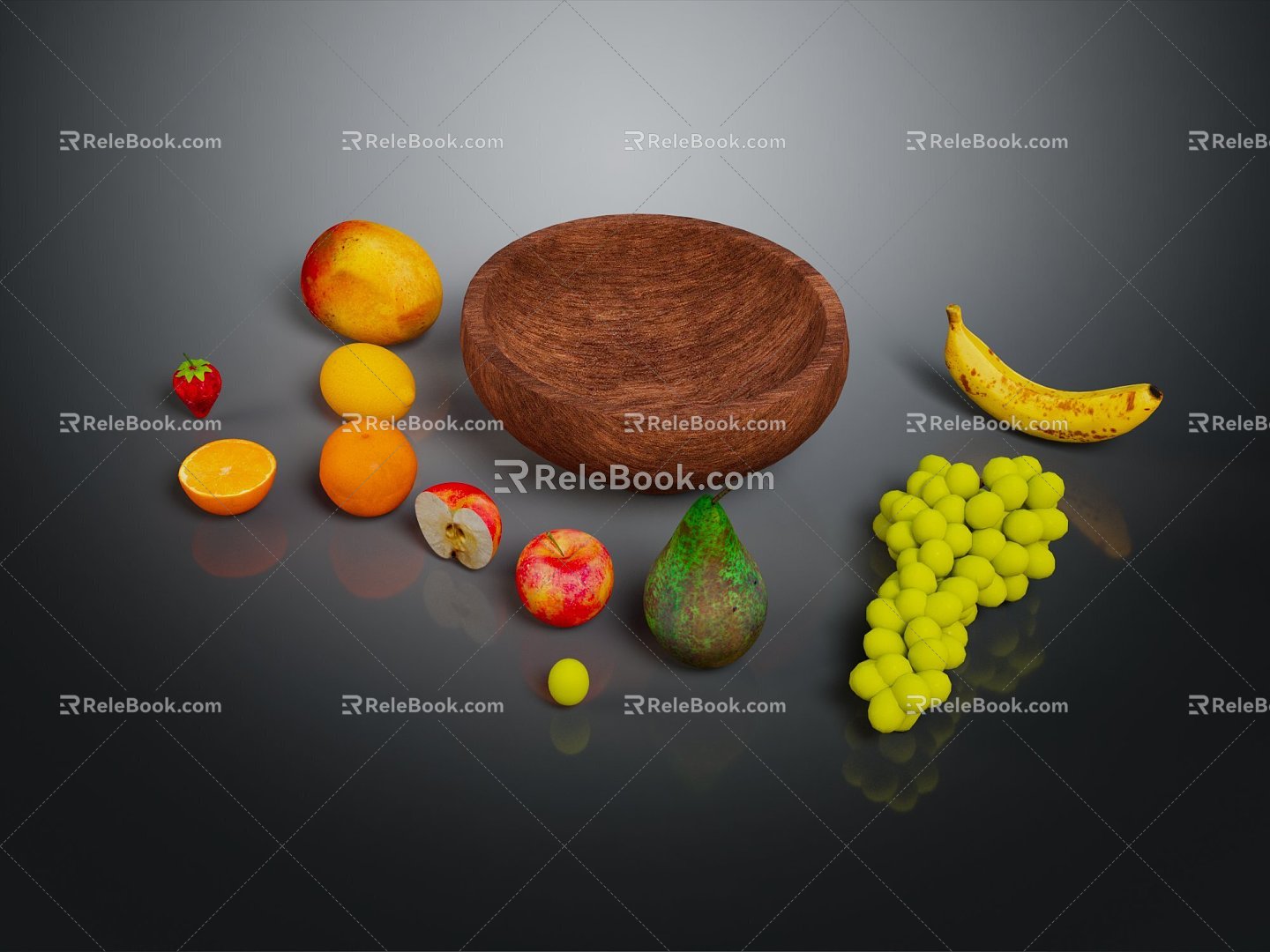 Modern Fruit Banana Grape 3d model