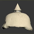 Stylish White Fabric Hat With Round Top And Pointed Peak Design