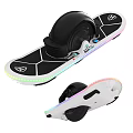 Electric Skateboard With LED Light Strips Hexagonal Grip Design Black White Non Slip Deck 3d model