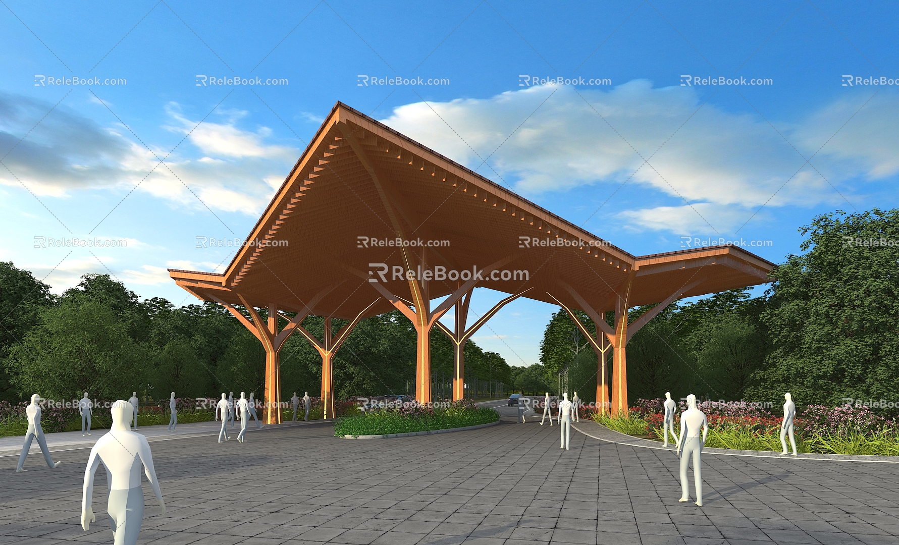 Ecological Scenic Area Gate Tourist Area Gate Concept People Branch Modeling Portal Porch Frame Gate Tower 3d model