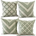 Light Green And White Throw Pillows With Chevron And Diamond Lattice Patterns 3d model