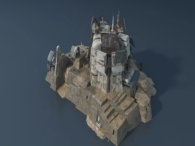 3D Model Ancient Stone Castle With Detailed Architecture And Tower Design 3d model