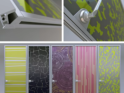 Modern Interior Swing Doors with Multiple Colorful Patterns and Stylish Designs 3d model
