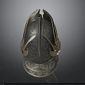 Ancient Samurai Warrior Helmet With Intricate Metal Carvings And Ornate Decorations