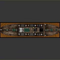 Vintage Ship Model With Two Masts Wooden Base And Deck Details