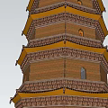 Brown Yellow Traditional Multi tiered Pagoda With Layered Floors And Windows