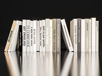 Modern Books And Magazines Collection Arranged On Reflective Surface With Diverse Titles 3d model