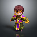 Cartoon Man Wearing Green And Purple Outfit With Gold Decorations Brown Hair And Gold Headpiece