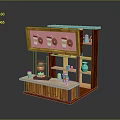 Small Retail Kiosk Equipment With Coffee Machine Teapot Shelves And Display Board