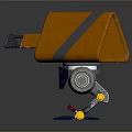 Orange Robot Character With Gray Stripe Blue Legs And Mechanical Details