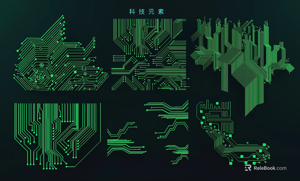 Modern Tech Inspired Green Circuit Board Wall Decor With Digital Pattern Designs 3d model 