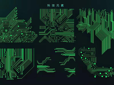 Modern Tech Inspired Green Circuit Board Wall Decor With Digital Pattern Designs 3d model