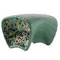 White Curved Coffee Table With Colorful Particle Interior And Smooth Surface