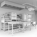 Commercial Kitchen Equipment With Stainless Steel Ovens Worktables And Racks