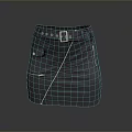 Fashionable Black Skirt With Belt Metal Buckle Side Zipper And Pockets