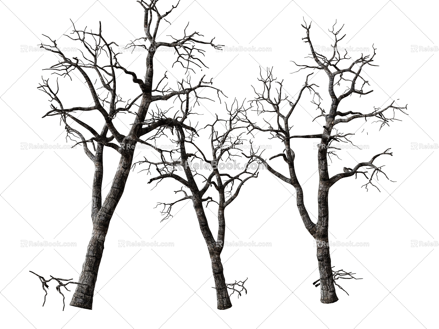 Dead trees, dead branches, trees 3d model