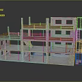 Multi Storey Building Construction With Concrete Frame Orange Beams And Scaffolding