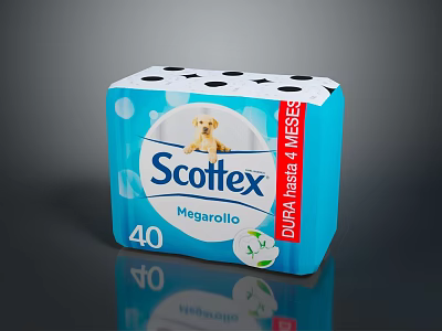Scottex Megarollo Dura Plus 4 Layers Toilet Paper Pack Of 40 3d model