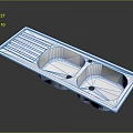Stainless Steel Double Bowl Kitchen Sink with Drainboard and Faucet Holes