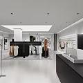 Modern Bright Clothing Store Interior With Mannequins Hanging Clothes And Large Screen