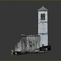 Historic Architectural Model Featuring Bell Tower And Weathered Colorful Facade