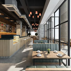 Industrial LOFT Restaurant Cafe Hall Eat 3d model
