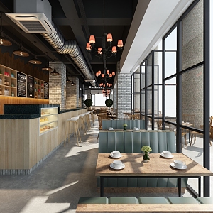 Industrial LOFT Restaurant Cafe Hall Eat 3d model