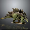 Stegosaurus Dinosaur Model With Green Body Brown Back Plates And Yellow Tail On Base
