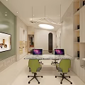Modern Office Interior With Ornate Walls Green Wall Chandelier And Marble Tabletop