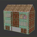 Two Story Red Brick House With Brown Tiled Roof And Front Windows And Entrance