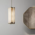 Chinese Style Ceiling Lamp With Gold Frame And Fabric Shade Near Octagonal Crane Pattern Painting