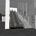 Modern Lobby With Escalator Staircase Marble Floor Bright Lighting And Clear Signage