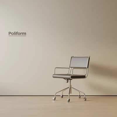 Poliform Modern Office Chair With Metal Frame Armrests And Wheels In Contemporary Interior 3d model