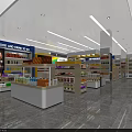 Supermarket Department Store Interior With Shelves Stocked Grocery Items Beverages And Daily Necessities