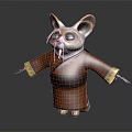 Raccoon Character Wearing Traditional Brown Robe With Yellow Cuffed Sleeves Whiskers And Outstretched Arms