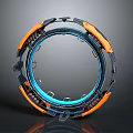 Mechanical Ring Structure With Blue Orange Accents And Metallic Glowing Elements 3d model