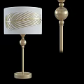 Elegant Gold Table Lamp Featuring Leaf Pattern Lampshade And Decorative Stand 3d model