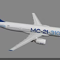 MC-21-300 Commercial Aircraft With White Body And Blue UAC Tail