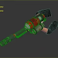 Red And Silver Handheld Weapon With Sci Fi Blaster Design And Mechanical Grip Details 3d model